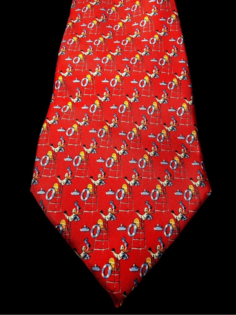 Salvatore Ferragamo Red Novelty Lifeguard and Swim Ring Silk Tie
